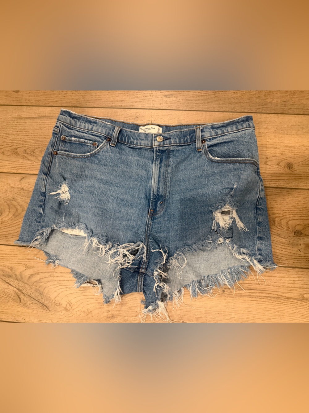 Abercrombie & Fitch Distressed Light Blue Denim Cutoff Shorts